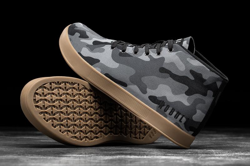 Black Nobull Camo Canvas Mid Women's Trainers | CA R1970V